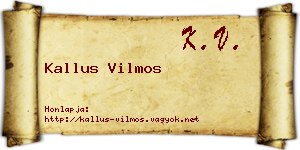 Kallus Vilmos névjegykártya